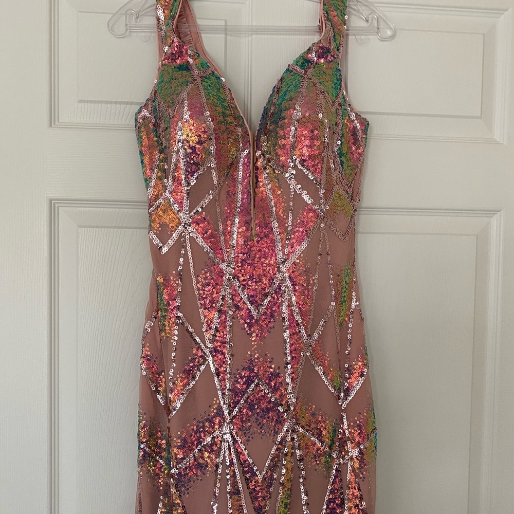 Jovani nude/pink sequin cocktail dress